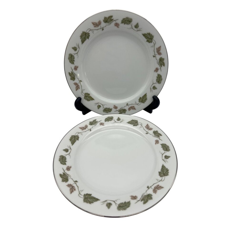 Vintage Noritake Japan Vineyard Pair Salad Plates Pattern 6449 Leaves & Vine